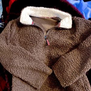 Fuzzy Brown Hoodie, no hood